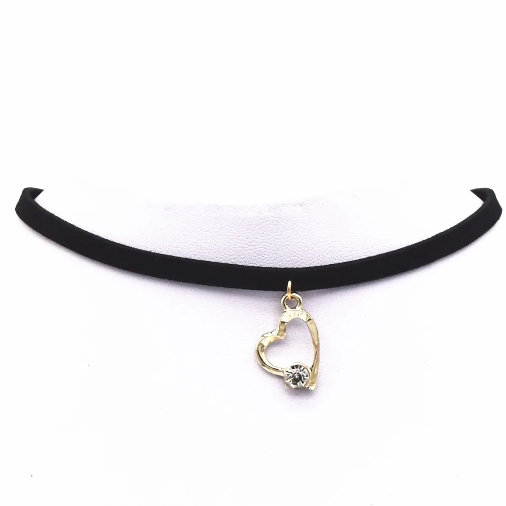 Горячее предложение Кручёные ожерелья BIJOUX обычный черный бархатный кожа