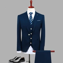 2018 мода Slim Fit из трех предметов костюмы Для мужчин брендовые весенние Для мужчин s свадебные смокинги (жилет + куртка + штаны) костюм классический мужской Костюмы 4XL