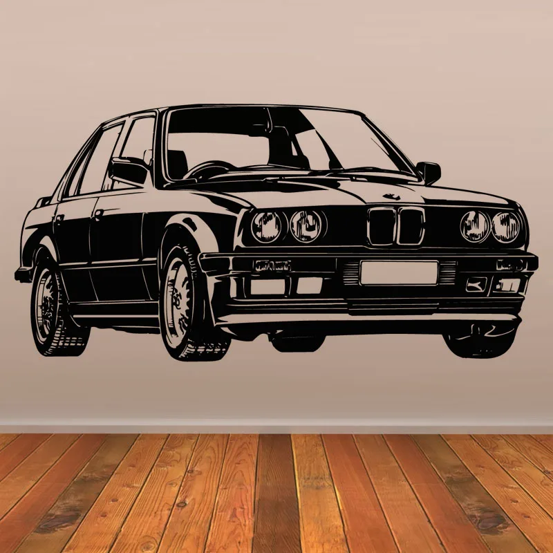 

Retro Car Wall Stickers Old Ford Mustang Decal Vinyl Decor School Dorm Living Room Bedroom Home Office Dorm Mural Stencil