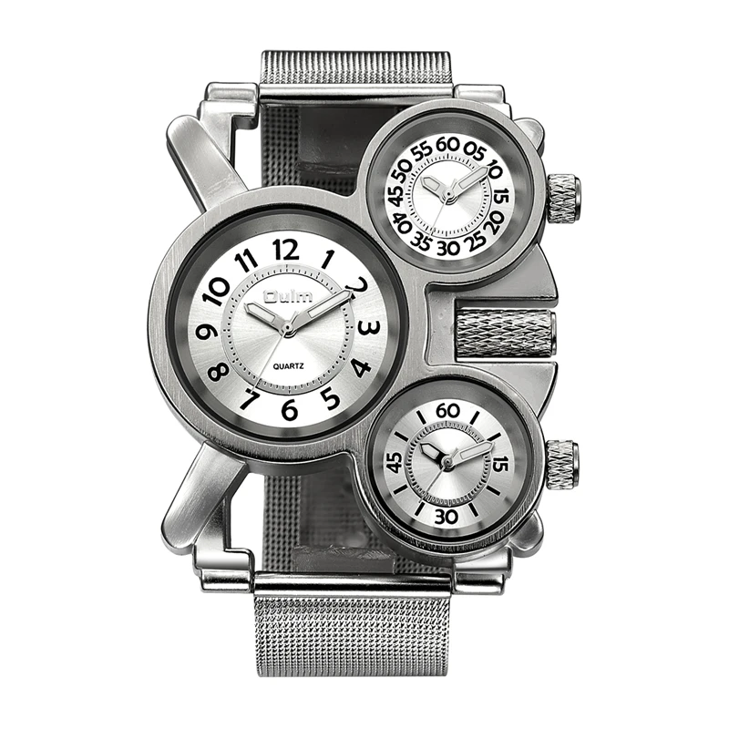 Oulm Mesh Pánské hodinky Top značky Luxusní hodinky Multiple Time Zone Pánské Pánské Quartz Sportovní náramkové hodinky reloj hombre