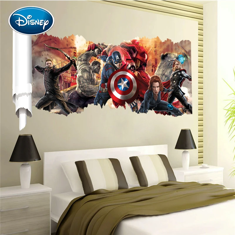 Disney новая наклейка "Мстители" Детская комната спальня фон водостойкие временные наклейки