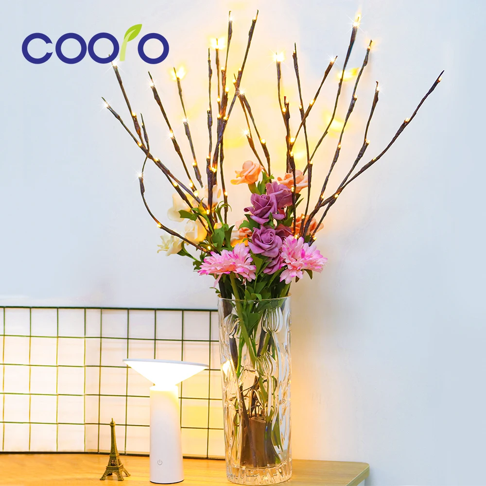 LED Willow Branch Lamp Floral Lights 20 LEDs String Light Vase Decor