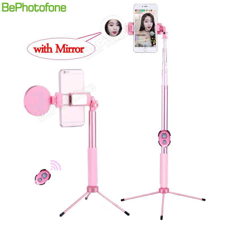 Vara com Led Montagem de Telefone para o Iphone Extensível ao Vivo 4 em 1 1.7 M e 1.2 m Tripé Selfie Ring Light Espelho Stand Monopé x 8 Android