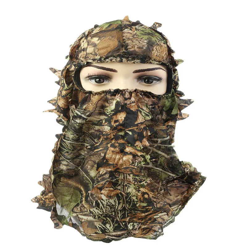 

Maple Leaf Pattern Hunting Caps Camouflage Ghillie Suits Same Style Hood Head Net Eyehole Opening Scarf Hunting Accessories