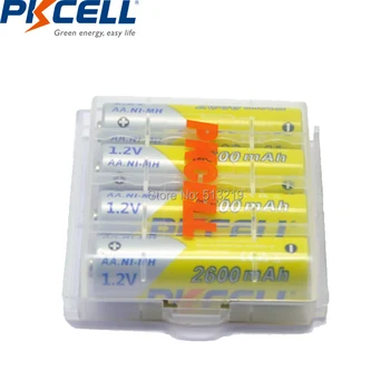 

PKCELL battery AAA 1000MAH and AA 2600MAH 1.2v NIMH rechargeable batteries and 2pcs battery box/holder all 8pcs batteries pack