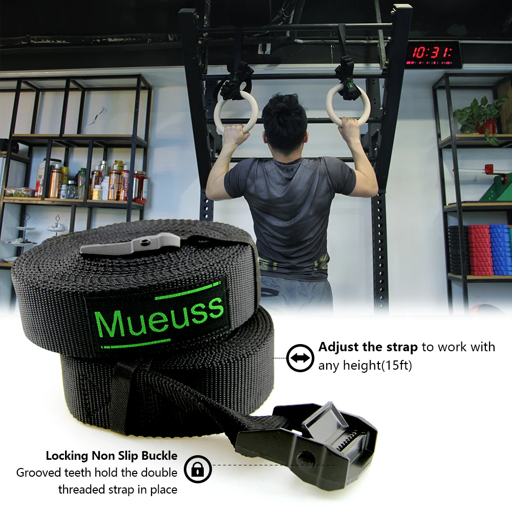 Gymnastic Rings Wooden Gym Rings with Adjustable Straps