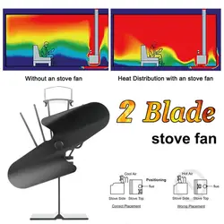 BQ-501BK 2 лезвия плита вентилятора циркуляции тепла вентилятор камин вентилятор тепла питание вентилятора бесшумный распределение тепла