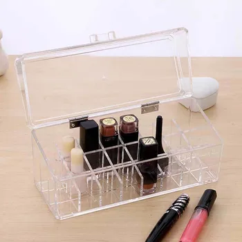 

Transparent Acrylic Nail Cosmetics Lipstick Storage Organizer Case Lipstick Desktop Finishing Receive Dustproof Cover Box