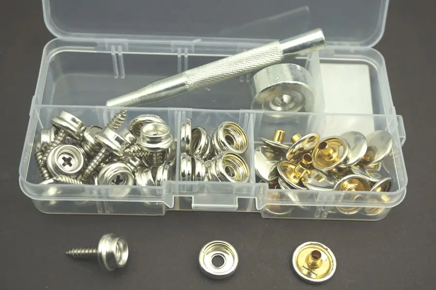 62PCS/Lot Stainless Steel Canvas to Screw Press Stud Kit Tools For Car