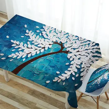 

Nordic 3D floral print Tablecloth Lilac Flowers Pattern Polyester Dustproof Table cloth Christmas Dinner Decoration Table Cover