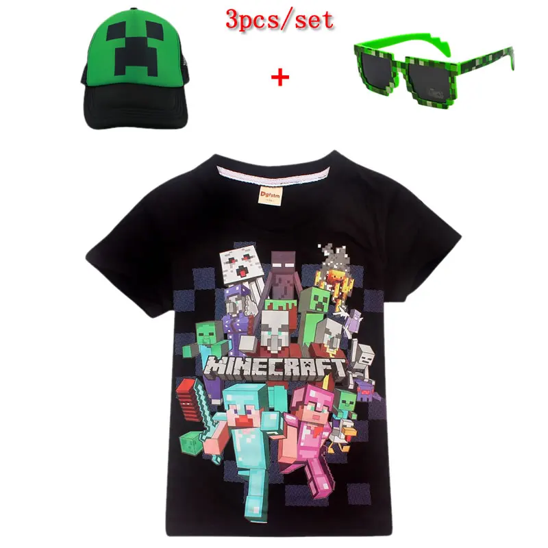 Minecrafts/Одежда для мальчиков с изображением игры детский летний хлопковый топ, футболки для маленьких мальчиков и девочек Футболка с
