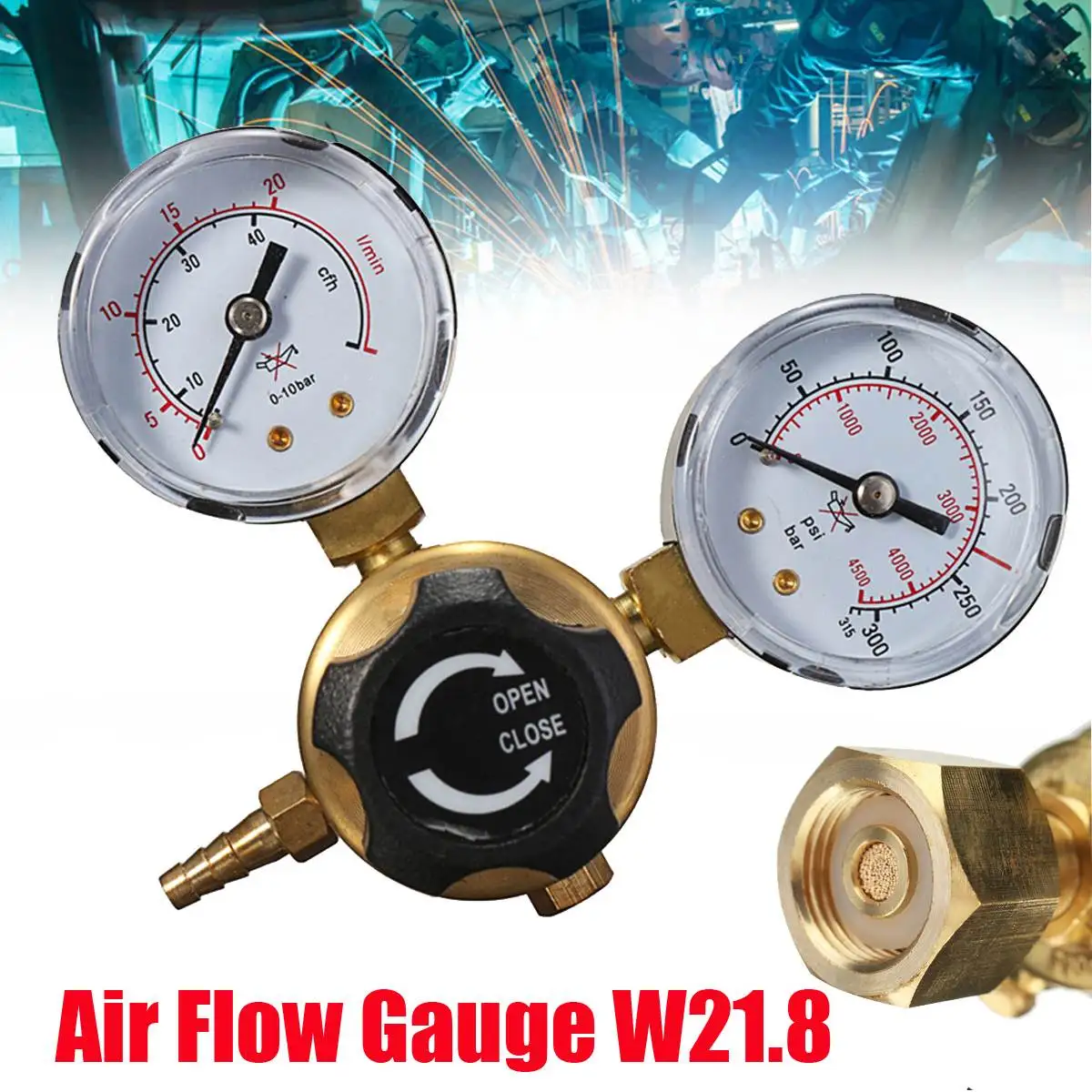 

Mini Argon CO2 Gas Bottle Pressure Regulator MIG TIG Welding Flow Meter Gauge W21.8 1/4 Thread 0-20 mpa