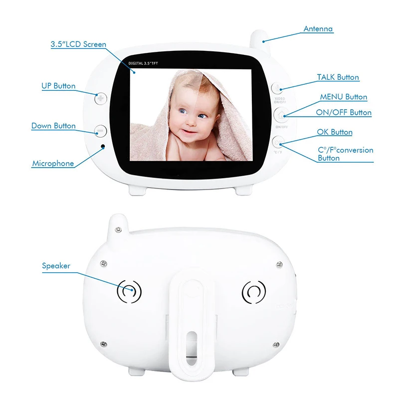 3," беспроводной видеоняня, монитор для сна, 2 способа разговора, wifi, видео наблюдение, камера безопасности, ночное видение, няня, датчик температуры