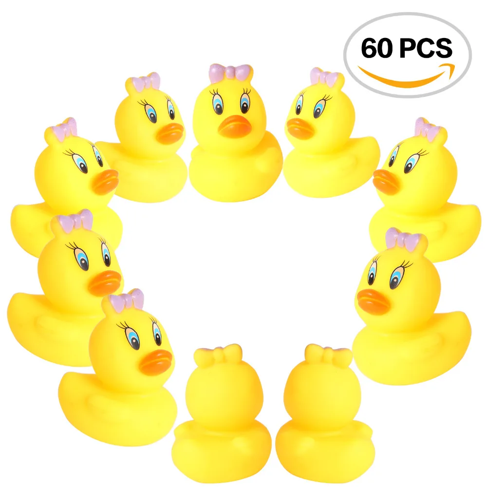 60PCS For Baby Bathtime Water Playing Toys Mini Yellow Rubber Ducks Shower Decor