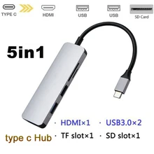 5 в 1 USB C концентратор USB-C к USB 3,0 концентратор 4K HDMI SD/TF кард-ридер для MacBook samsung Galaxy S9/S8 huawei P20 Pro type C концентратор