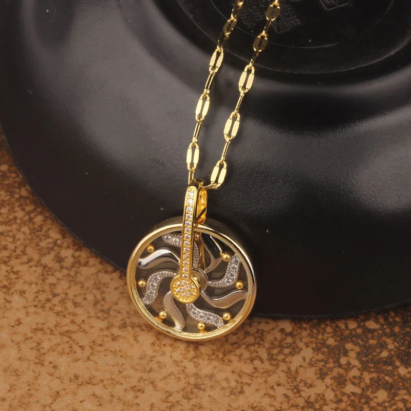

360 ° rotating fortunes necklace, windmill rotating necklace, copper inlay zircon pendants, fashion jewelry wholesale,TLN188