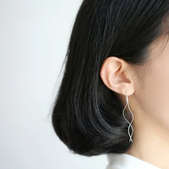 

Fashion Style Silver Color Line Long Earrings for Women Earrings Wedding Jewelry