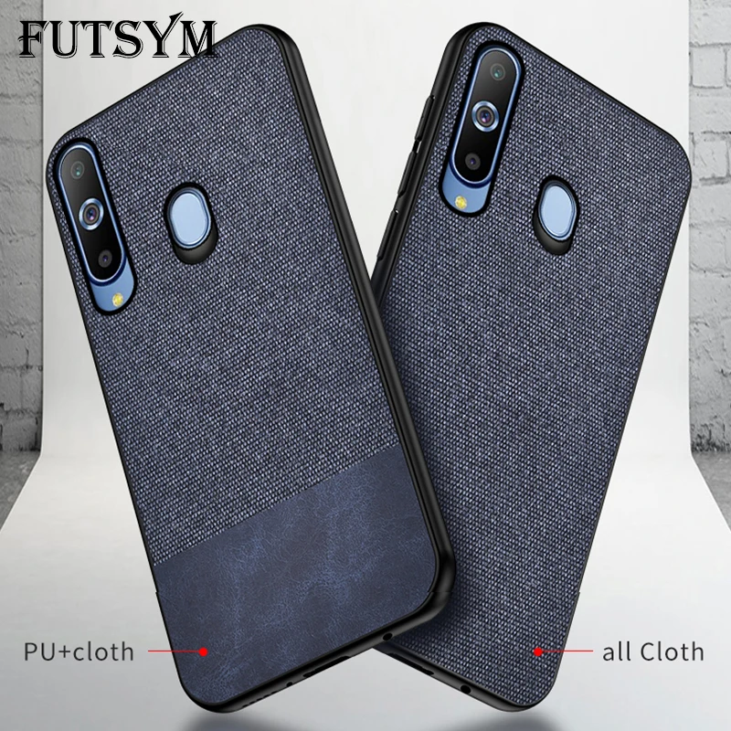 Luxury PU Leather Cloth Texture Case for Samsung Galaxy A6 2018 Soft Frame A6+ A7 A8 A8S A9 |