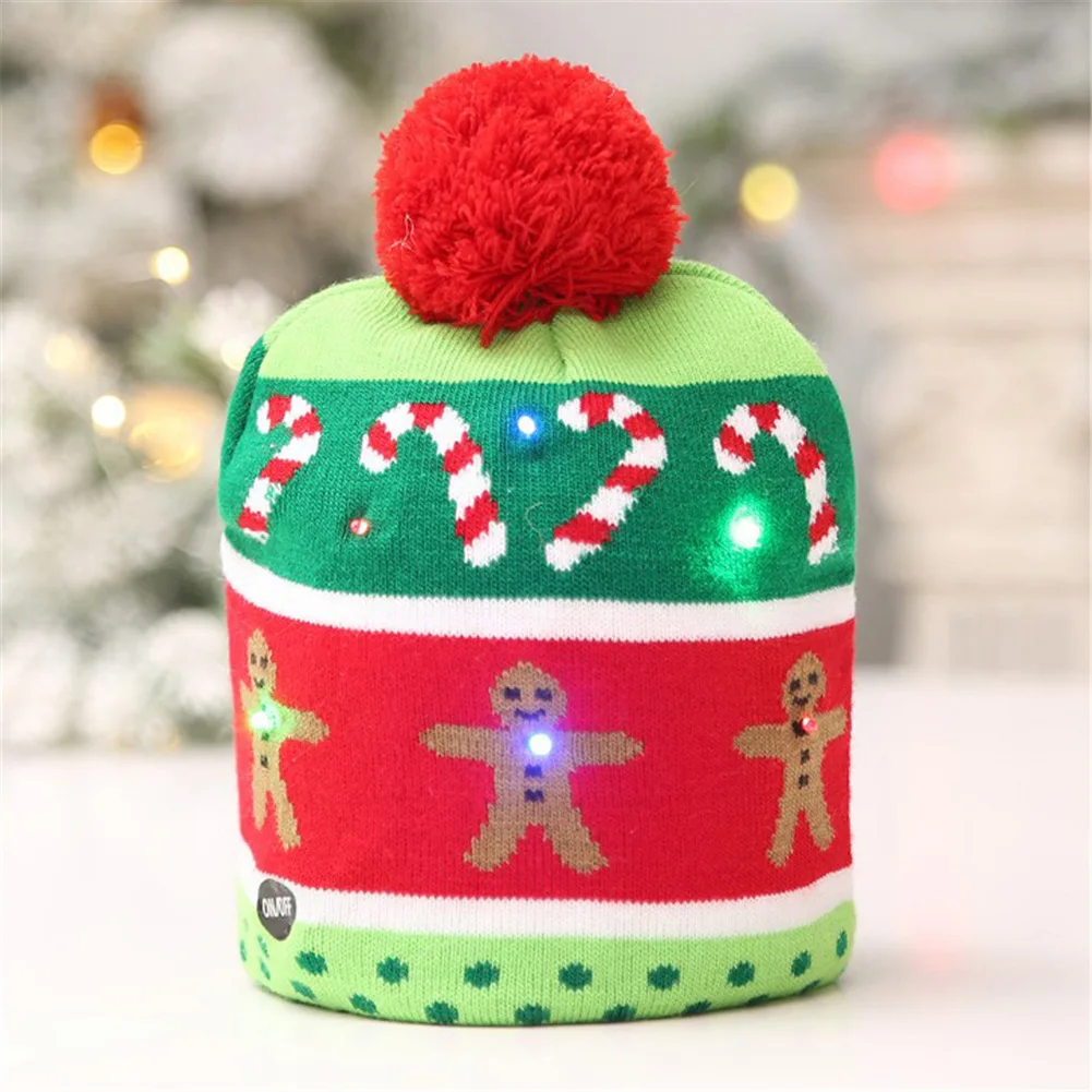 Новинка, высокое качество, Рождественский светодиодный светильник для взрослых и детей, вязаная шапка, вязаная шапка, вечерние, цветной светильник, теплая шапка для взрослых и детей