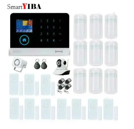 

SmartYIBA RFID Wireless Security Alarmes GPRS APP Control WIFI Home Alarm System 3G SMS Alarmes Wireless Blue Siren