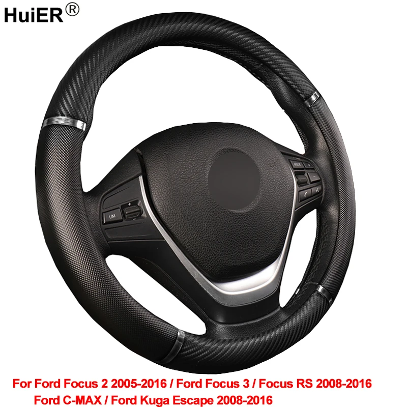 HuiER Car Steering Wheel Cover For Ford Kuga Escape C MAX Focus 2 / 3