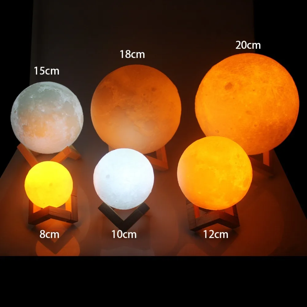 

3D Print Rechargeable Moon Lamp LED Night Light Creative Touch Switch Moon Lights Dropship For Bedroom Decoration Birthday Gift