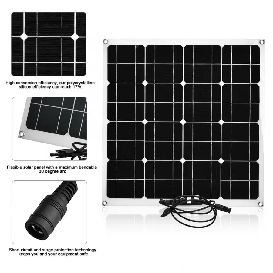 

Environmental protection 50W New Flexible Polycrystalline Solar Panel Charger Outdoor Waterproof 2019
