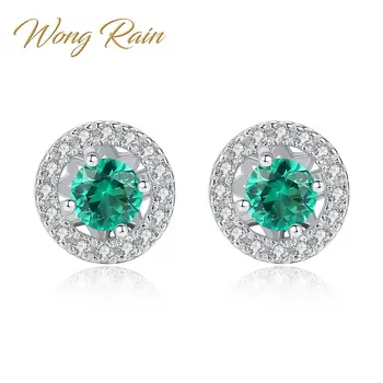 

Wong Rain Luxury 100% 925 Sterling Silver Emerald Gemstone Diamonds Cocktail Earrings Ear Studs Women Fine Jewelry Wholesale