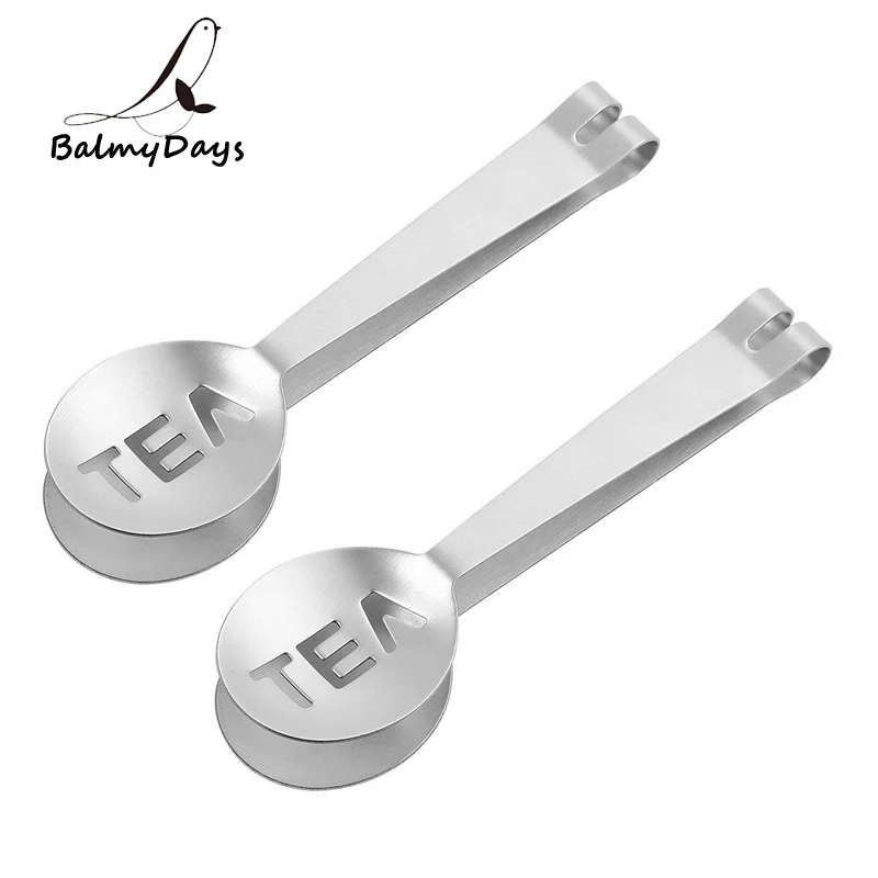 2Pcs Stainless Steel Tea Bag Tongs Reusable Teabag Squeezer Holder Tea