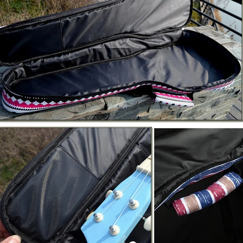 Двойной ремень, ручная народная укулеле, сумка для переноски, чехол с хлопковой подкладкой для укулеле, аксессуары для гитар, синий-граффити