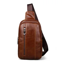 Бренд натуральной кожи Повседневное Sling Bag Для мужчин груди пакет Crossbody сумка Курьерские сумки для путешествий на молнии Стиль Дизайн