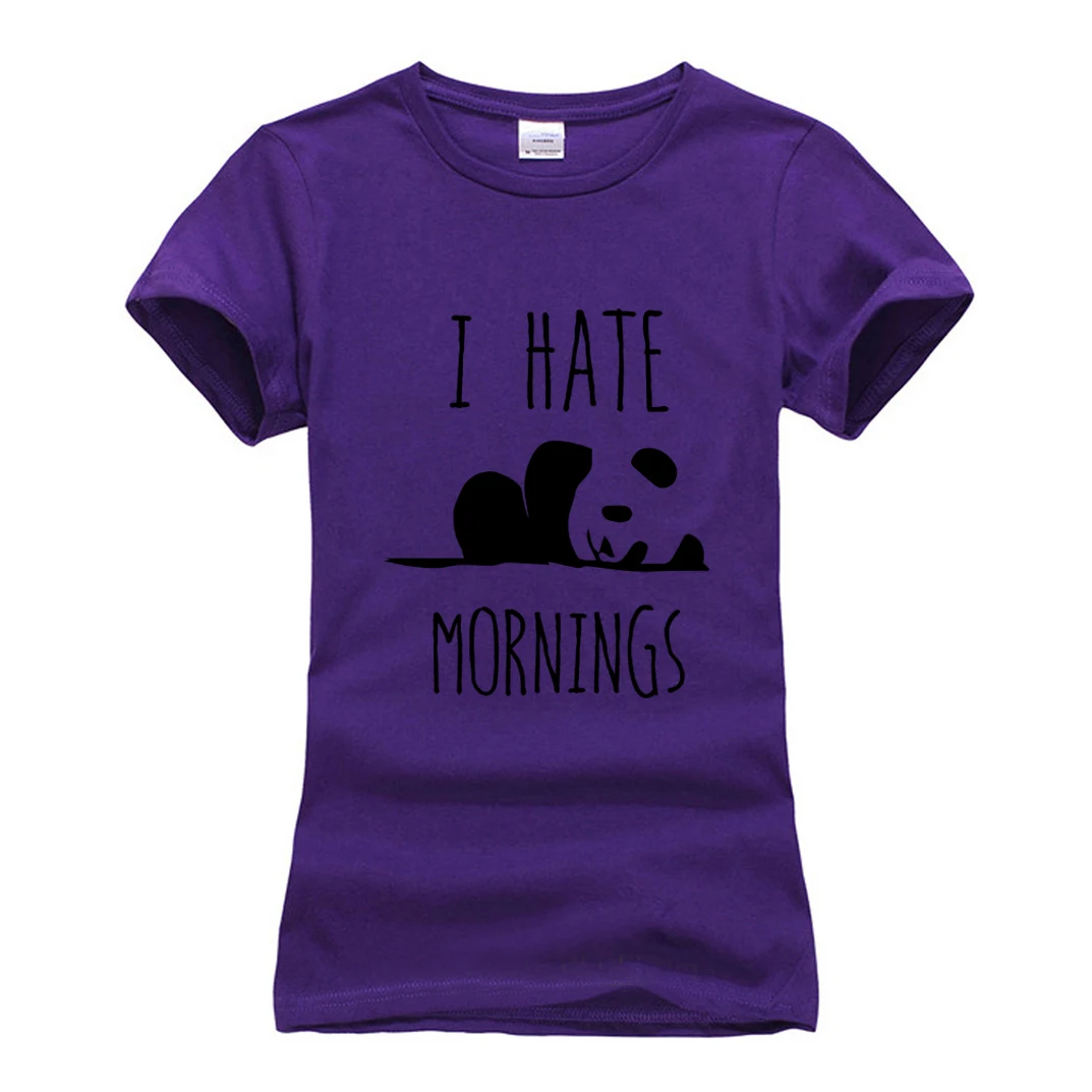 Брендовая одежда harajuku, топы, футболки, женские хлопковые повседневные футболки, женская летняя футболка, camisetas Panda I HATE MORNINGS, Милая футболка
