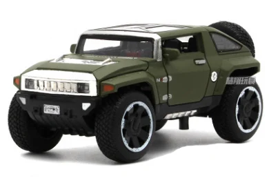 1/32 масштаб Hummer концепция автомобиля литые Автомобили Модель игрушки с открывающимися дверцами откатная функция легкая музыка для детей подарок - Цвет: Зеленый