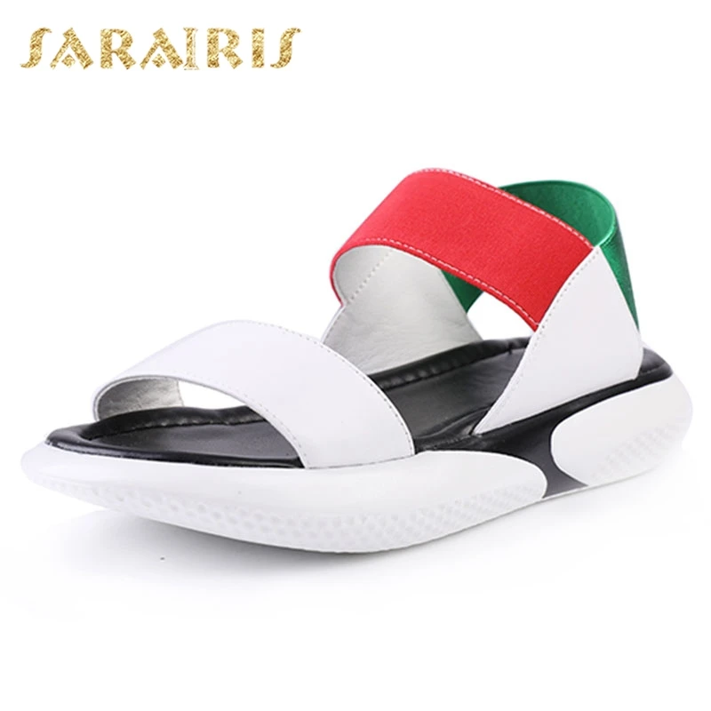 

Sarairis Genuine Leather Women Shoes Leisure Fashion Flat With Ankle Strap Summer Sandals Shoes Woman