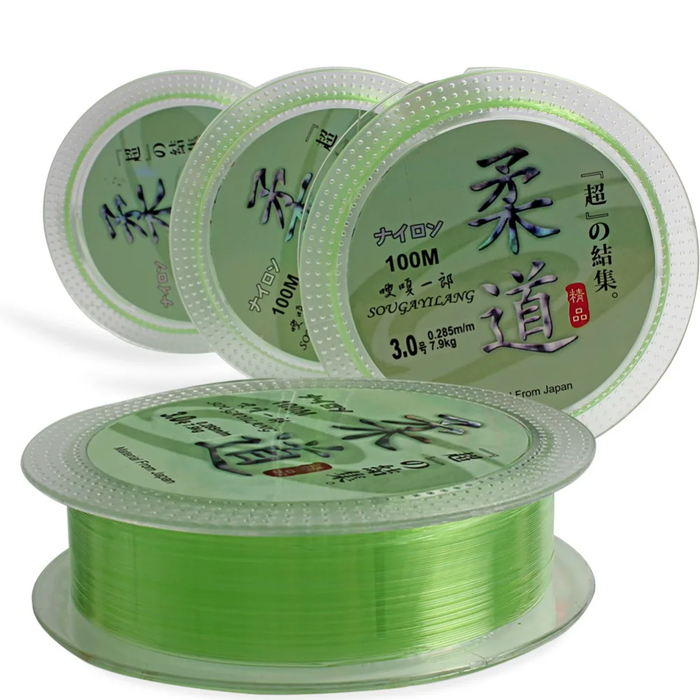 Sougayilang Transparent Fluorocarbon Fishing Line Green 100m 0.6/0
