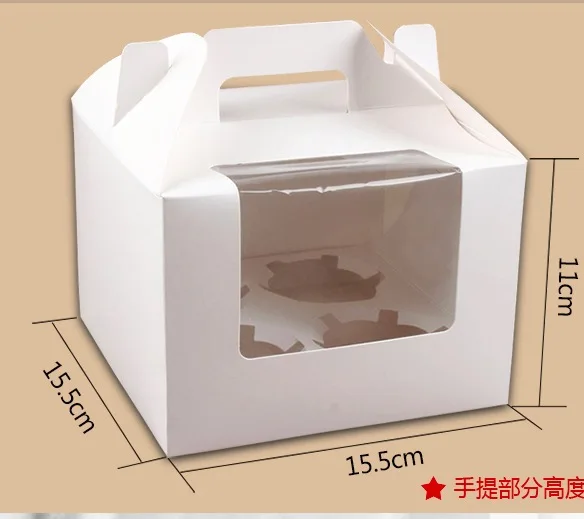 

15.5x11x15.5cm-White pvc window candy cake portable mousse packing box