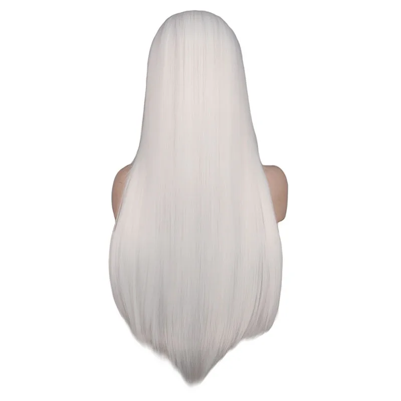 QQXCAIW длинные прямые средняя часть парик для вечерние партии Блондинка оранжевый фиолетовый серый волос термостойкие синтетические волосы
