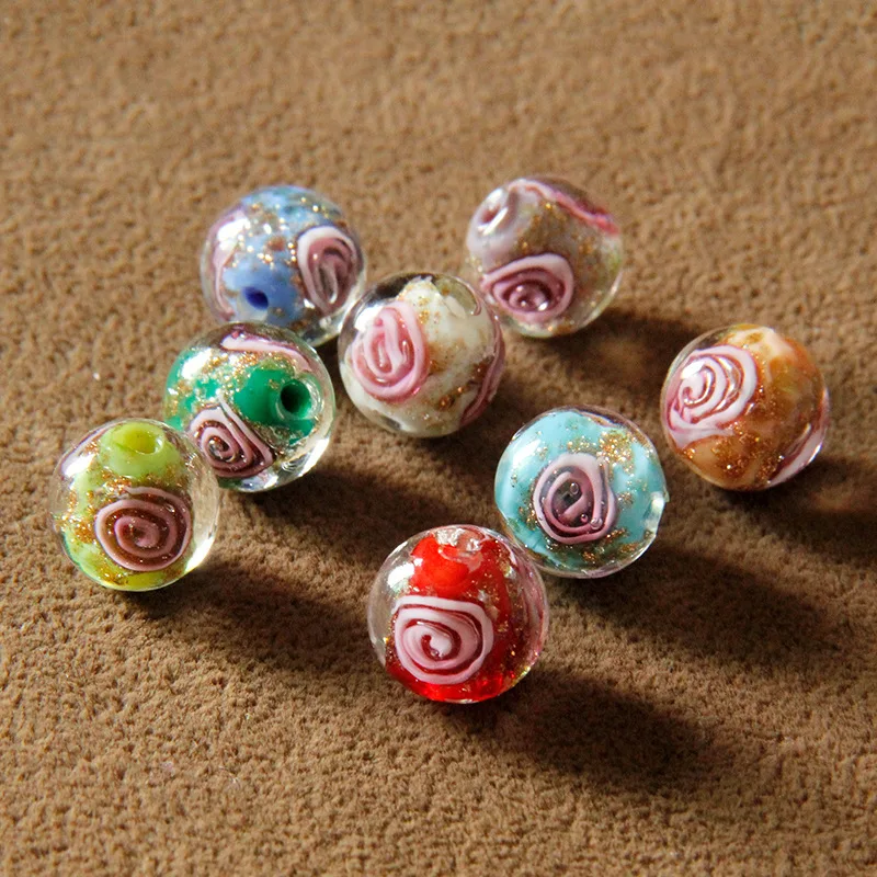 

Doreen Box 2PCs 12mm High Quality Japanese Crystal Lampwork Glass Clear Inlay Sands Beads Handmade DIY Jewelry Accessories