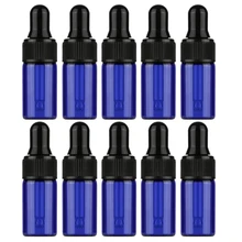10 шт. 2 мл/3 мл синие пустые стеклянные бутылки ароматерапия эфирные масла бутылки для многоразового использования капельница бутылка с черными с круглыми шляпками