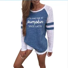 Для женщин в полоску с буквенным принтом Футболка с мотивом Дня благодарения Повседневное модные Бейсбол с О-образным вырезом с длинным рукавом футболки в стиле пэчворк футболка