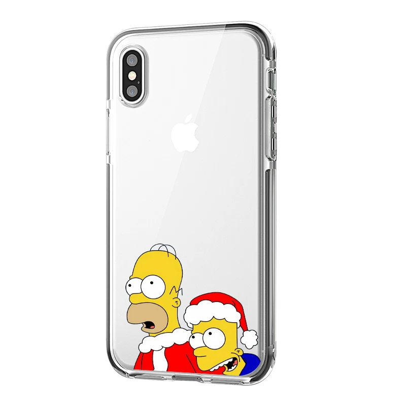 Merry Christmas Cute Cartoon Elk The Simpsons Soft Tpu Phone Case For Iphone 5 5s Se 8 7 6 6s X Xs Xr Max Plus Transparent Cover