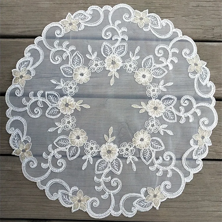 Вышивка Настольный Коврик салфетки кружевной коврик Crochet Doilies чашки костер кружка подставки Чай подставка, обеденный 42 см круглый кухонная салфетка-подставка