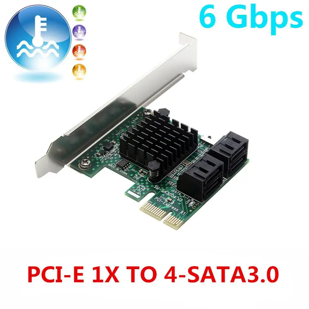 HDD SSD адаптер PCIE PCI Express 1x до 4 порта Sata 3,0 6 Гбит/с адаптер конвертер Плата расширения радиатор низкопрофильный кронштейн