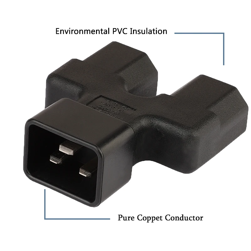 C20 для C21, IEC 320 C20 штекер двойной 2* C21 Женский адаптер питания, 16A 250 В адаптер питания устройство бесперебойного питания с распределителем питания, C20 до C21 адаптер питания