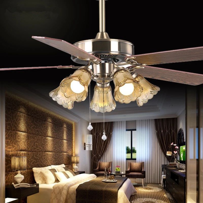 2016 European luxury dining room ceiling fan lamp voltage of 110 / 220V Zipper switch black chandelier
