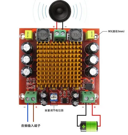 

DC 12V 24V 150W TPA3116DA Mono Channel digital Power audio amplifier board for car