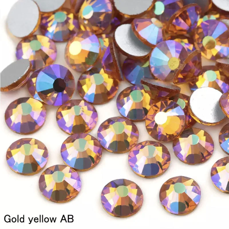 Color AB Glue on Glitter Flatback Glass Crystal Non Hot fix rhinestone For Gymnastics Clothes Shoes 3D Nail Art Decoration - Цвет: 15