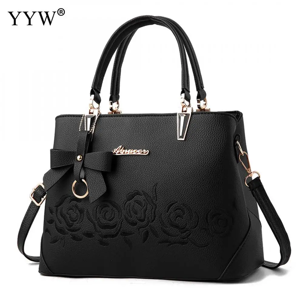 الزهور التطريز حمل حقائب للنساء 2018 الأسود الأعلى مقبض حقيبة مع قلادة فاخرة حقائب النساء حقائب مصمم crossbody حقيبة
