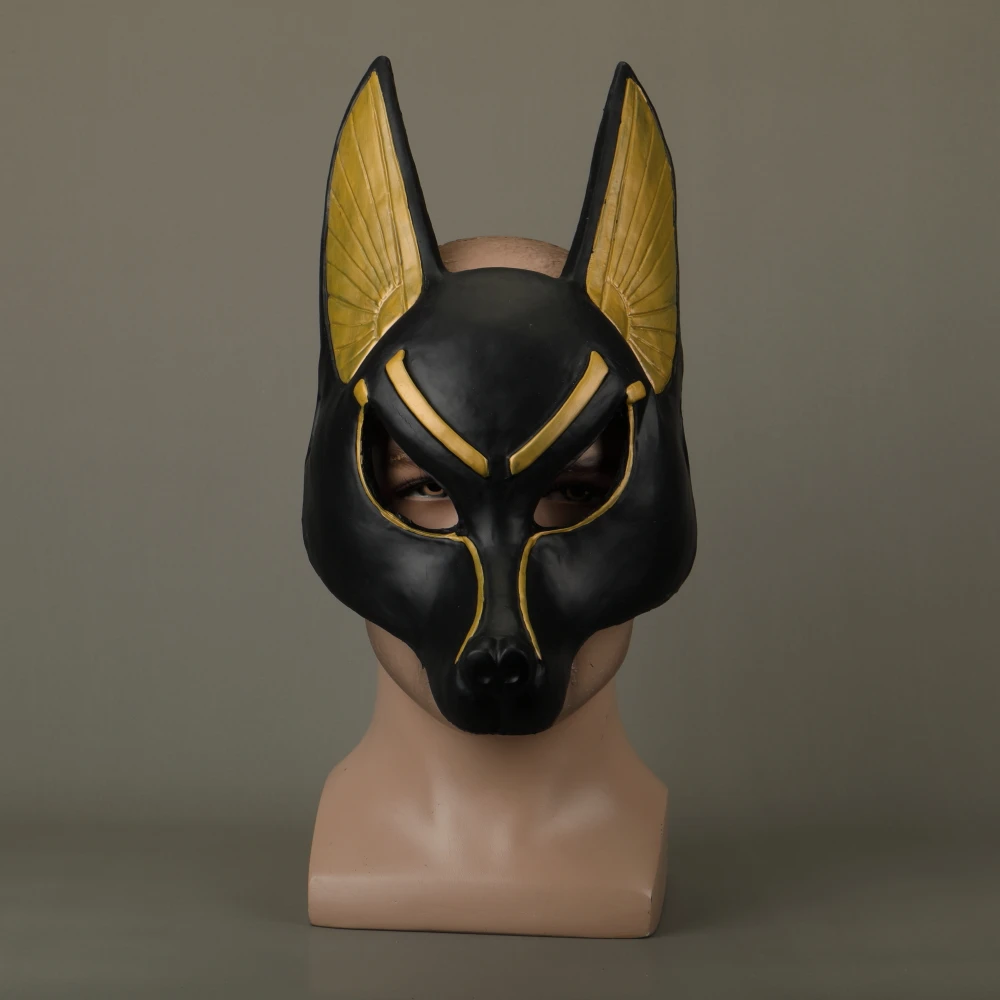 Egyptian Anubis Cosplay Face Mask Latex Foam Canis spp Wolf Head Jackal Animal Masquerade Props Party Halloween Fancy Dress Ball (6)