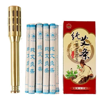 

copper Moxibustion massage stick gynecological moxa moxibustion equipment with 10 pcs moxa
